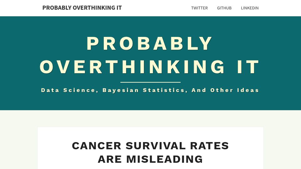 Screenshot of allendowney.com: Cancer survival rates are misleading