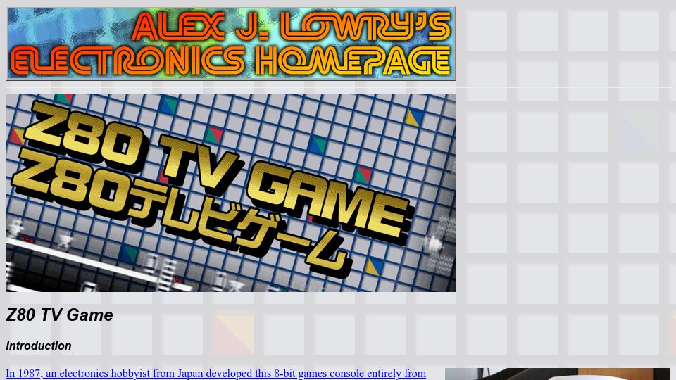 Screenshot of alex-j-lowry.github.io: Recreating a Homebrew Game System from 1987
