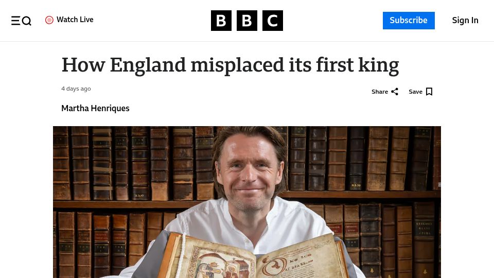Screenshot of bbc.com: How England misplaced its first king