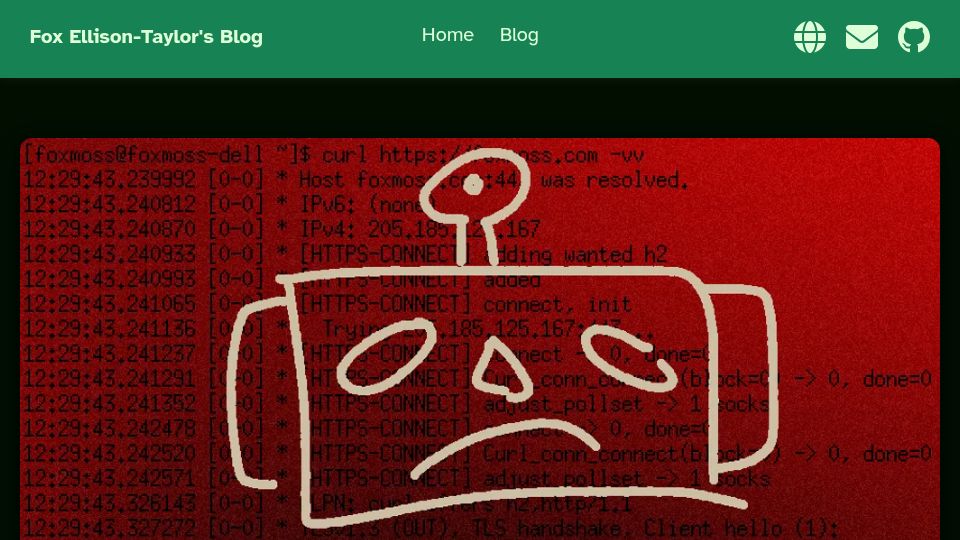 Screenshot of foxmoss.com: How I block all 26M of your curl requests