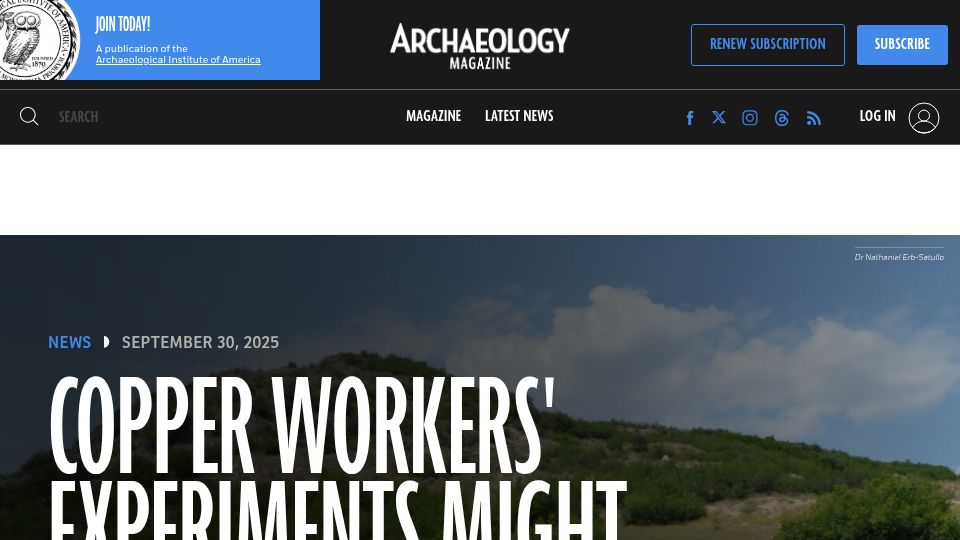 Screenshot of archaeology.org: Copper workers' experiments might have helped usher in Iron Age