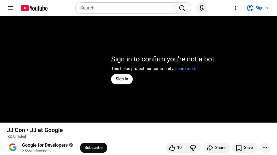 Screenshot of youtube.com: Jujutsu at Google [video]
