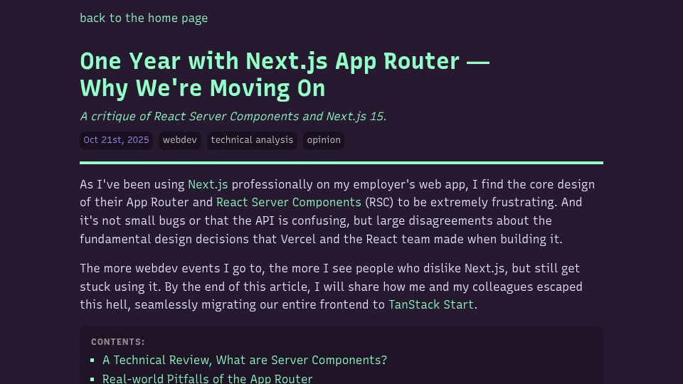 Screenshot of paperclover.net: One year with Next.js App Router and why we're moving on