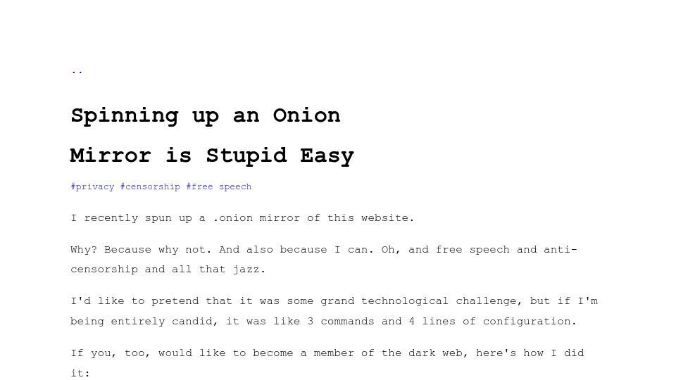 Screenshot of flower.codes: Spinning Up an Onion Mirror Is Stupid Easy