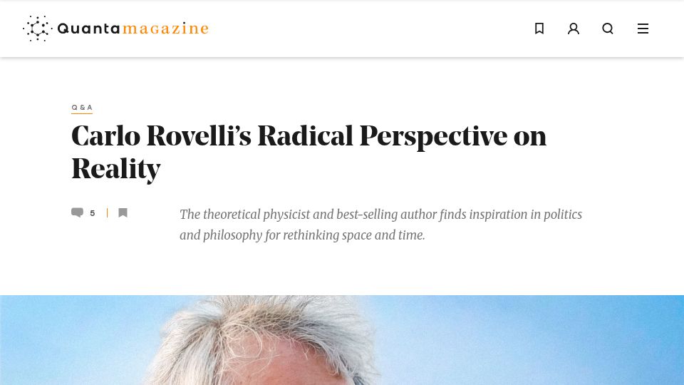 Screenshot of quantamagazine.org: Carlo Rovelli’s radical perspective on reality