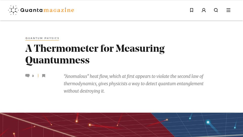 Screenshot of quantamagazine.org: A Thermometer for Measuring Quantumness