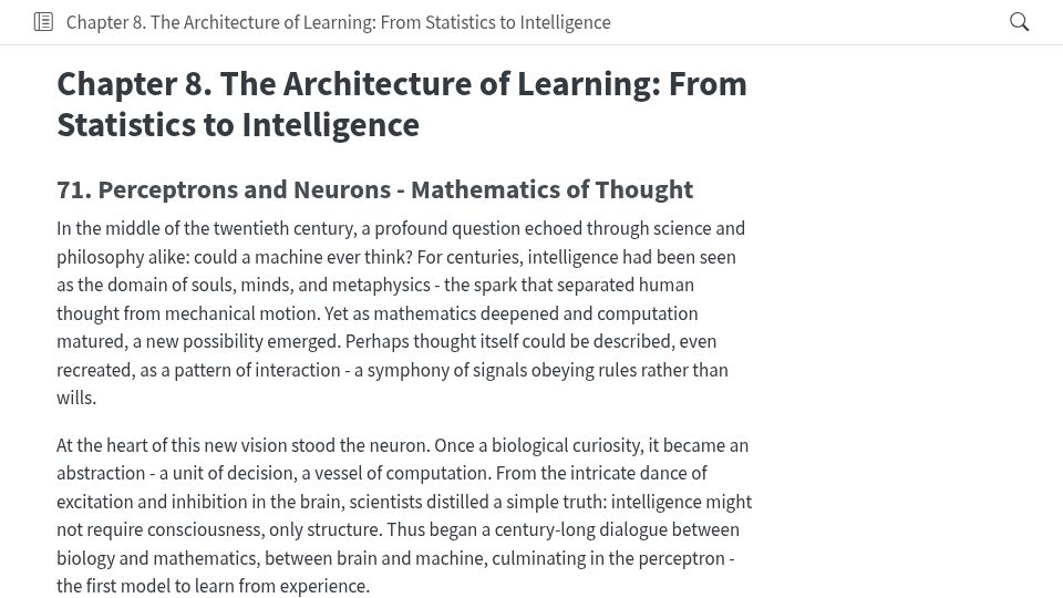 Screenshot of little-book-of.github.io: The Architecture of Learning: From Statistics to Intelligence