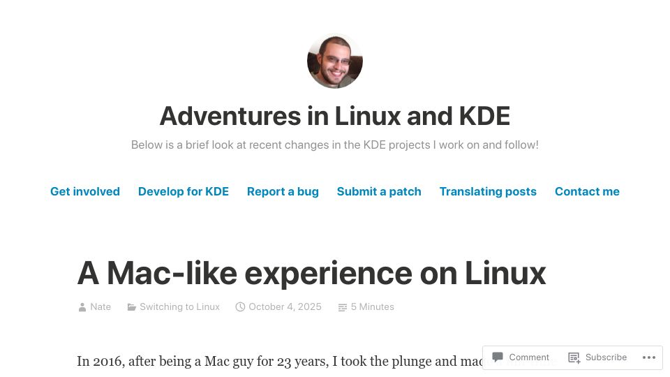 Screenshot of pointieststick.com: A Mac-like experience on Linux