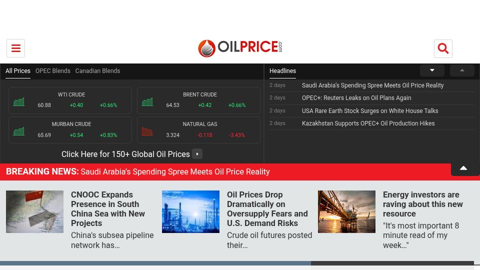 Screenshot of oilprice.com: Small Nuclear Reactors Will Not Save the Day