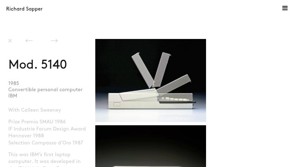 Screenshot of richardsapperdesign.com: Mod. 5140 - IBM's First Laptop Computer