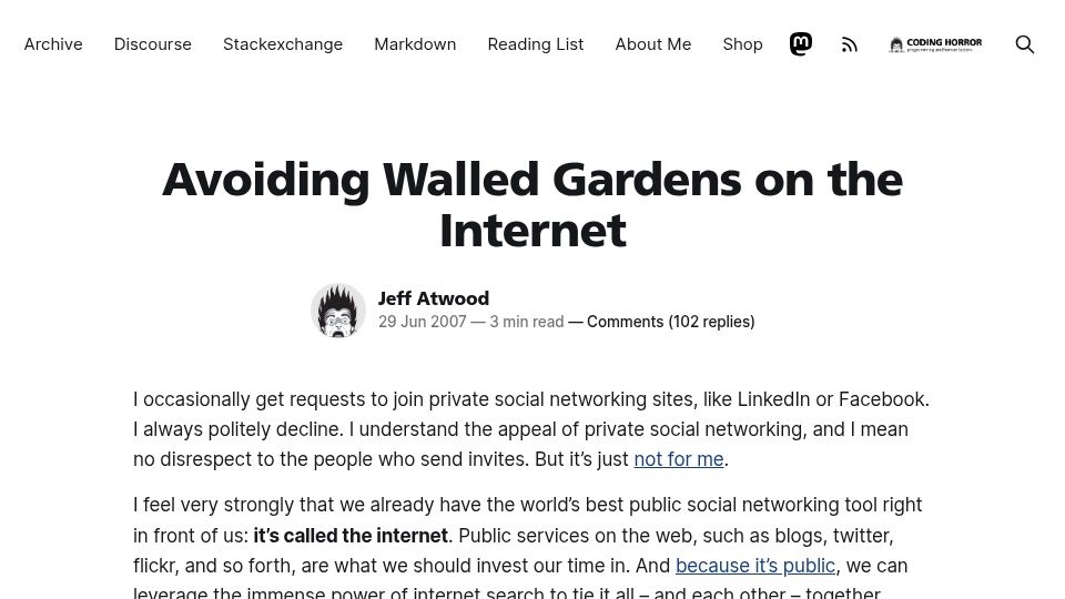 Screenshot of blog.muni.town: Personal data storage is an idea whose time has come