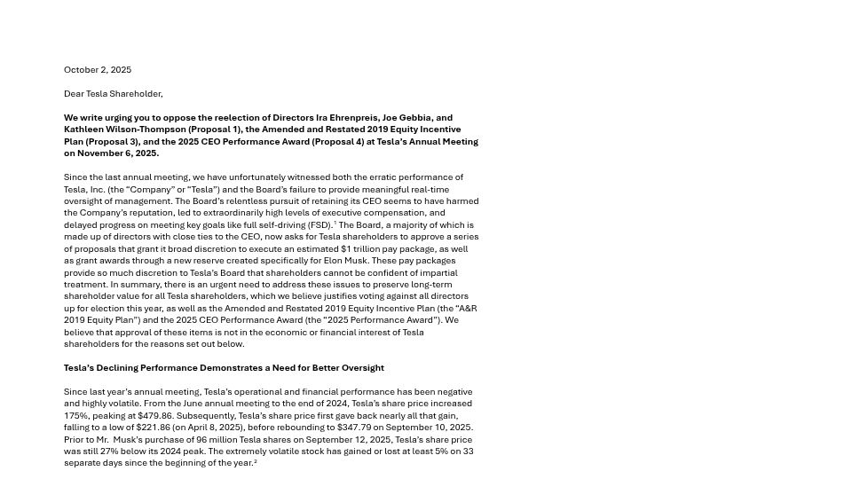 Screenshot of static1.squarespace.com: Dear Tesla Shareholder [pdf]