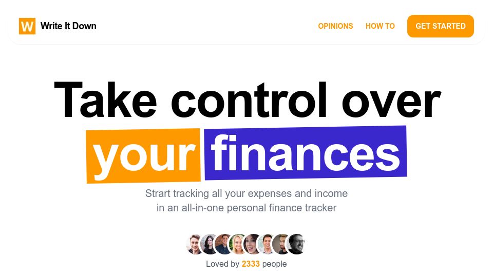 Screenshot of write-it-down.com: Show HN: Write It Down – Personal finance tracker