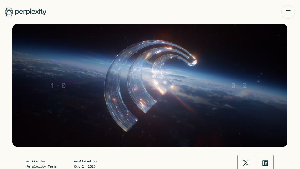 Screenshot of perplexity.ai: The Internet Is Better on Comet