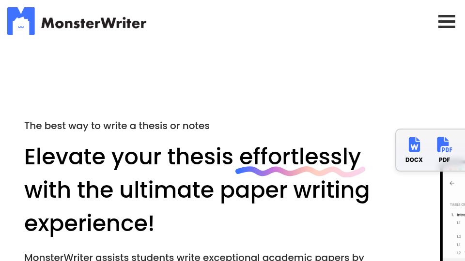 Screenshot of monsterwriter.com: Show HN: I've build a platform for writing technical/scientific documents