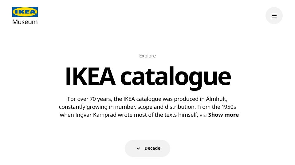 Screenshot of ikeamuseum.com: IKEA Catalogs 1951-2021