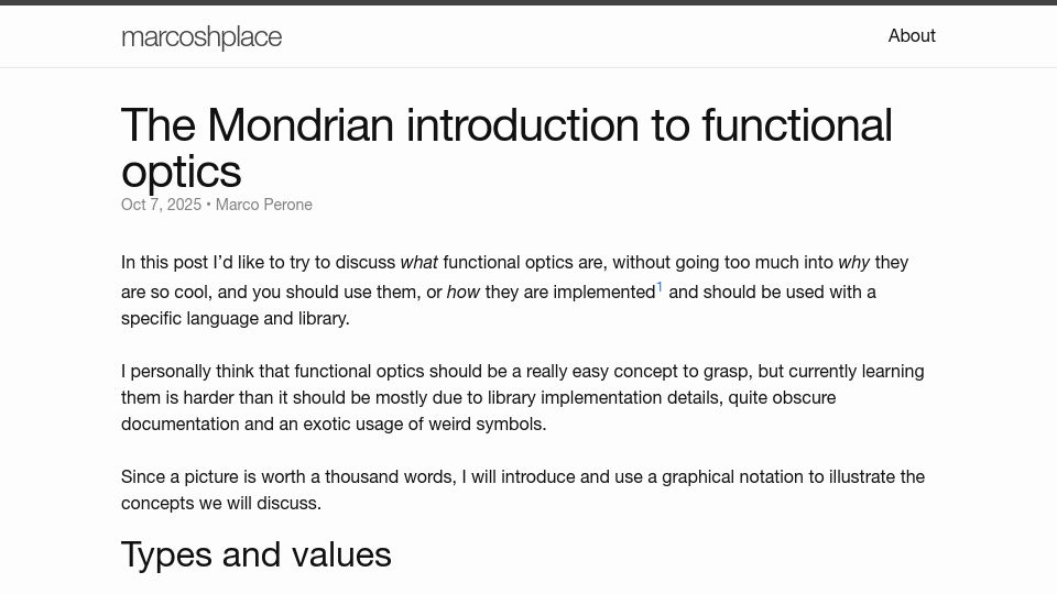 Screenshot of marcosh.github.io: The Mondrian introduction to functional optics