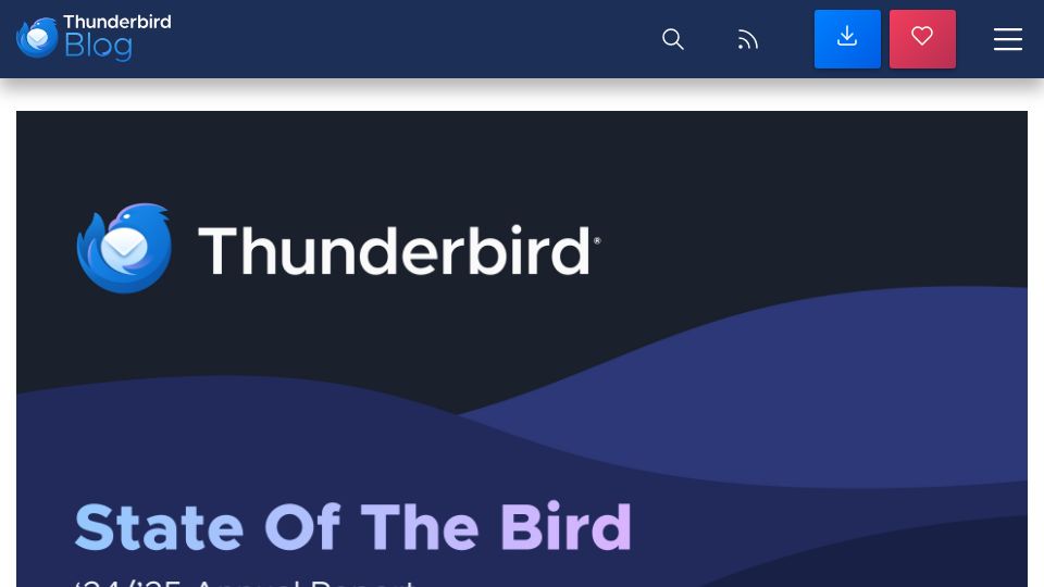 Screenshot of blog.thunderbird.net: State of the Bird 2024/25