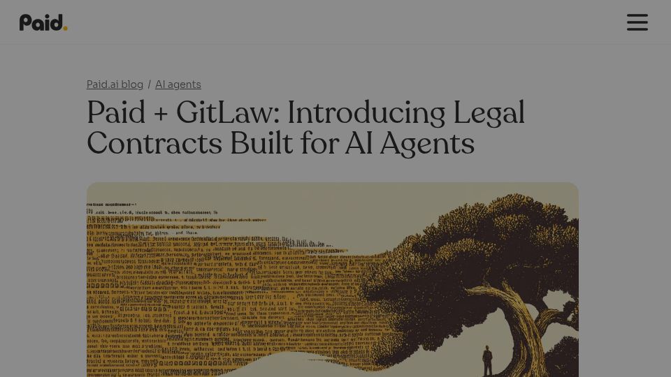 Screenshot of paid.ai: Legal Contracts Built for AI Agents