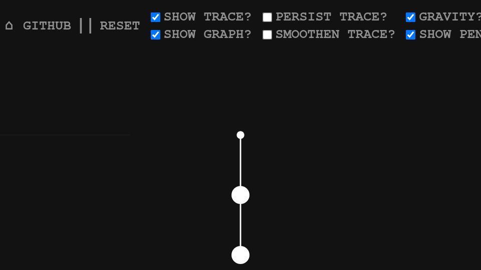 Screenshot of theabbie.github.io: Interactive Double Pendulum Playground