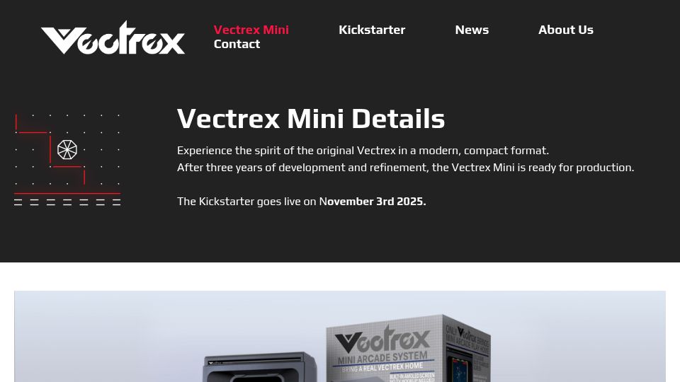 Screenshot of vectrex.com: Vectrex Mini