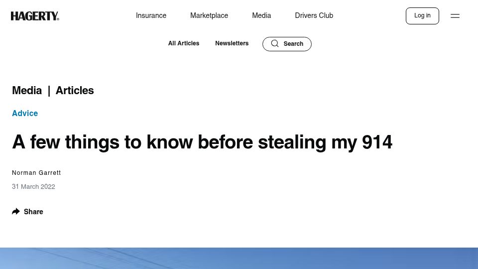 Screenshot of hagerty.com: A few things to know before stealing my 914 (2022)