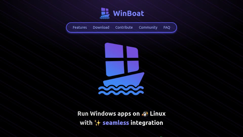 Screenshot of winboat.app: WinBoat: Windows apps on Linux with seamless integration