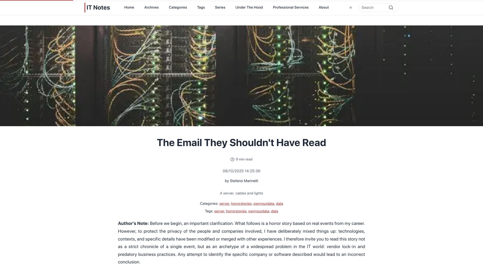 Screenshot of it-notes.dragas.net: The email they shouldn't have read