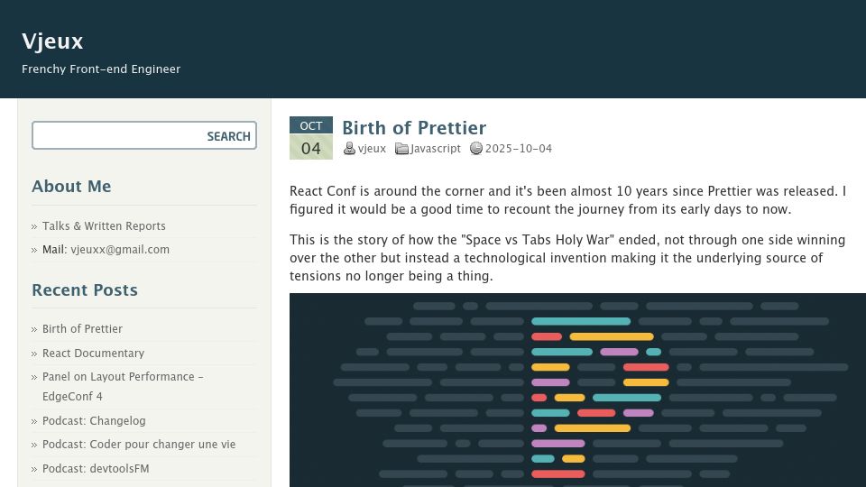 Screenshot of blog.vjeux.com: Birth of Prettier