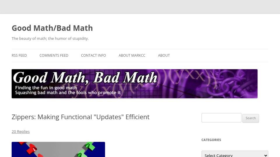 Screenshot of goodmath.org: Zippers: Making Functional "Updates" Efficient (2010)