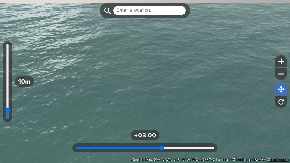 Screenshot of nagix.github.io: Sea Rise Simulator (2023)