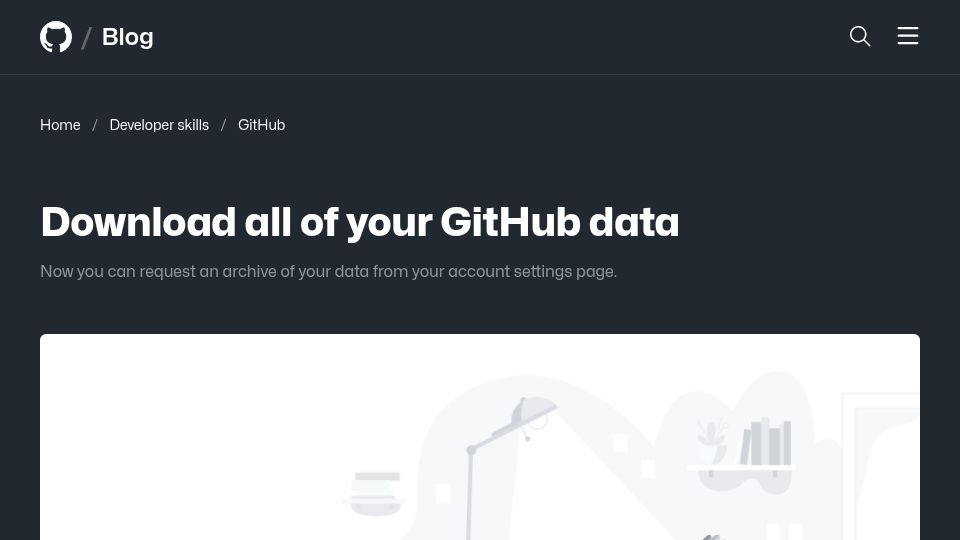 Screenshot of github.blog: Download all of your GitHub data
