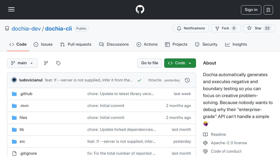 Screenshot of github.com: Show HN: Turn your OpenAPI spec into negative tests