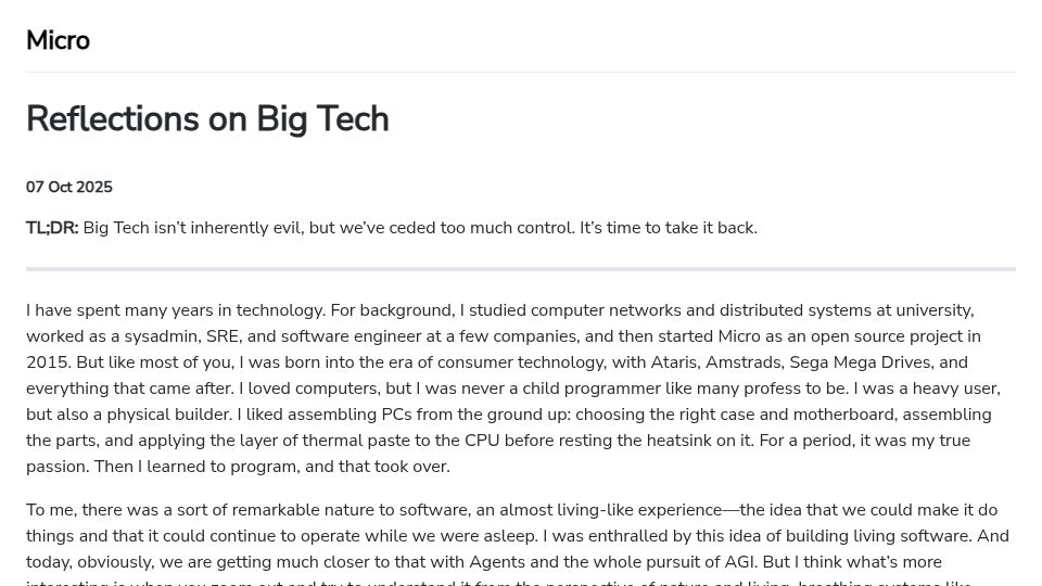 Screenshot of micro.mu: Reflections on Big Tech
