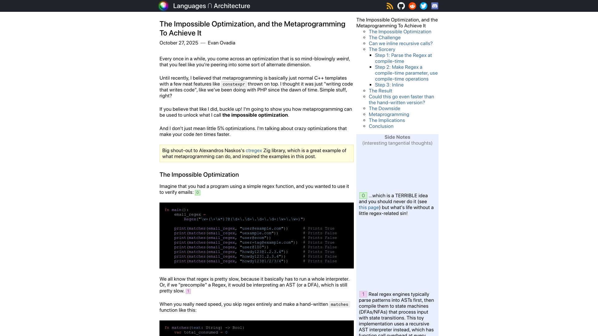 Screenshot of verdagon.dev: The Impossible Optimization, and the Metaprogramming to Achieve It