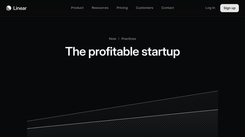 Screenshot of linear.app: The profitable startup