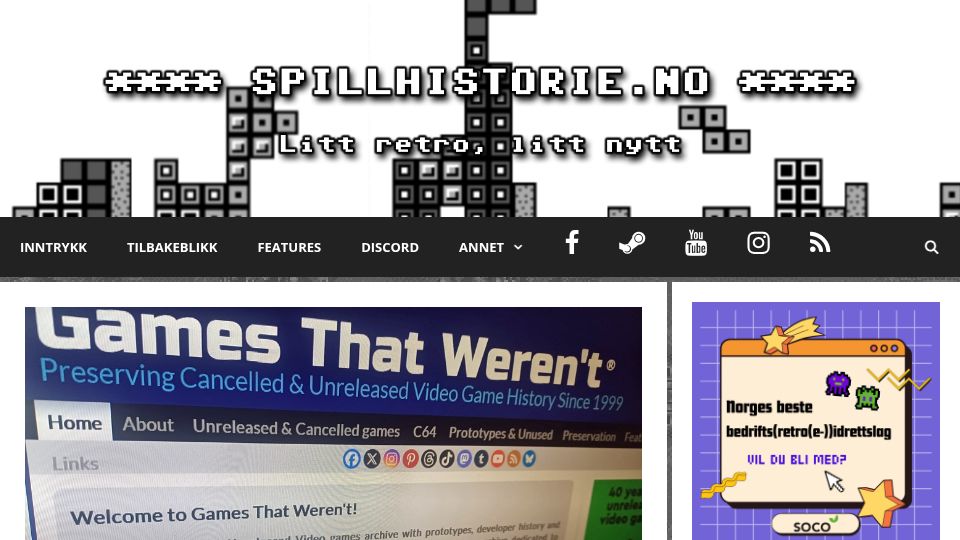 Screenshot of spillhistorie.no: Frank Gasking on preserving «lost» games