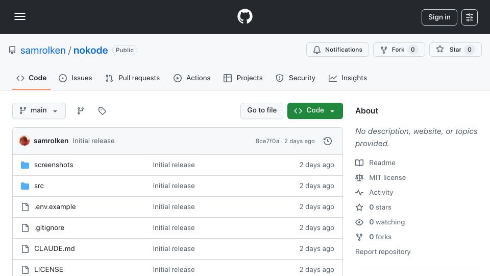 Screenshot of github.com: Show HN: Why write code if the LLM can just do the thing? (web app experiment)