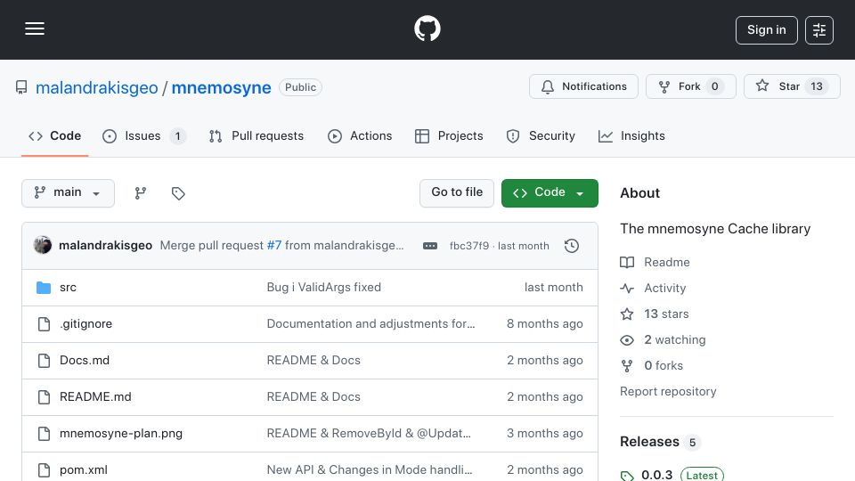 Screenshot of github.com: Value-pool based caching for Java applications