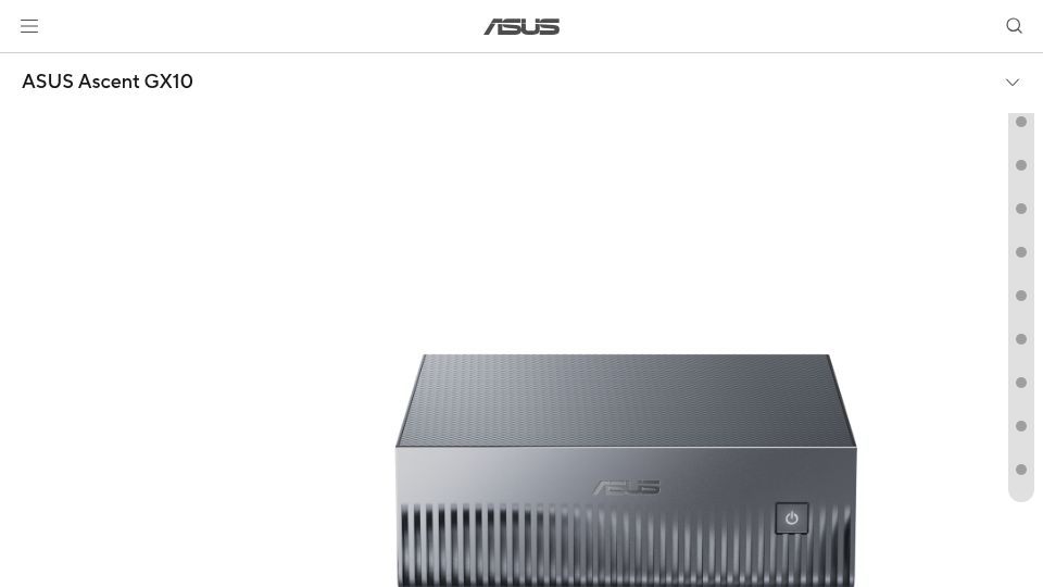 Screenshot of asus.com: Asus Ascent GX10