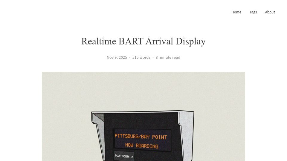 Screenshot of filbot.com: Realtime BART Arrival Display