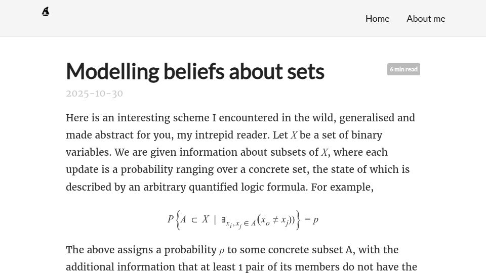 Screenshot of emiruz.com: Dempster-shafer and reasoning about sets