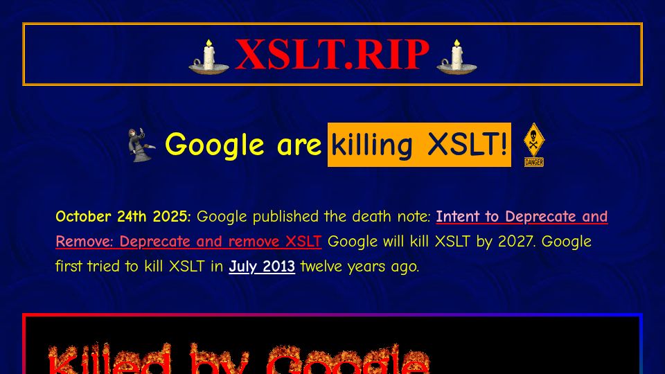 Screenshot of xslt.rip: XSLT RIP