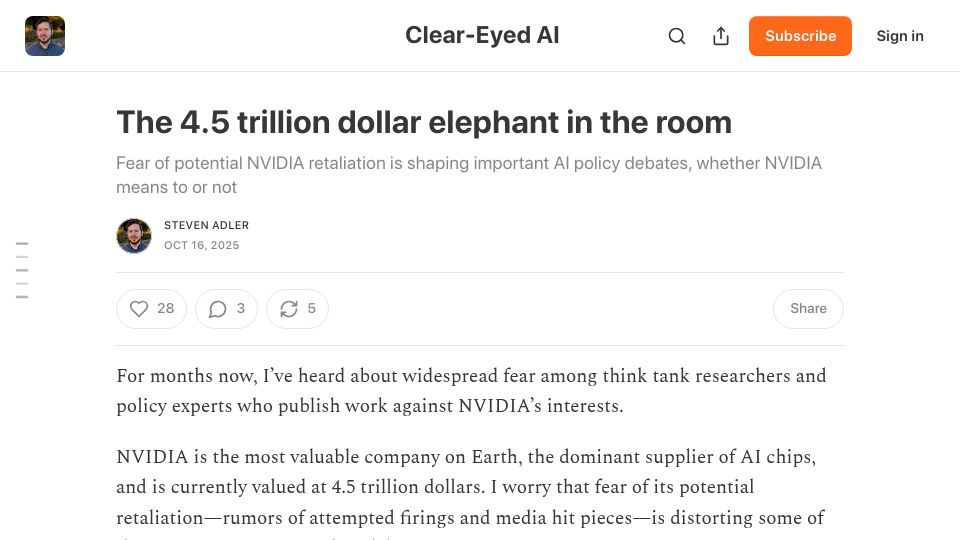 Screenshot of stevenadler.substack.com: The 4.5T dollar elephant in the room