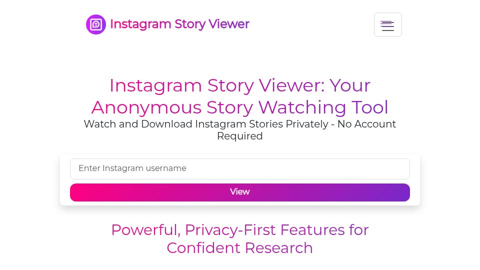 Screenshot of instagram-story-viewer.org: Show HN: A free Instagram story viewer that lets you watch anonymously