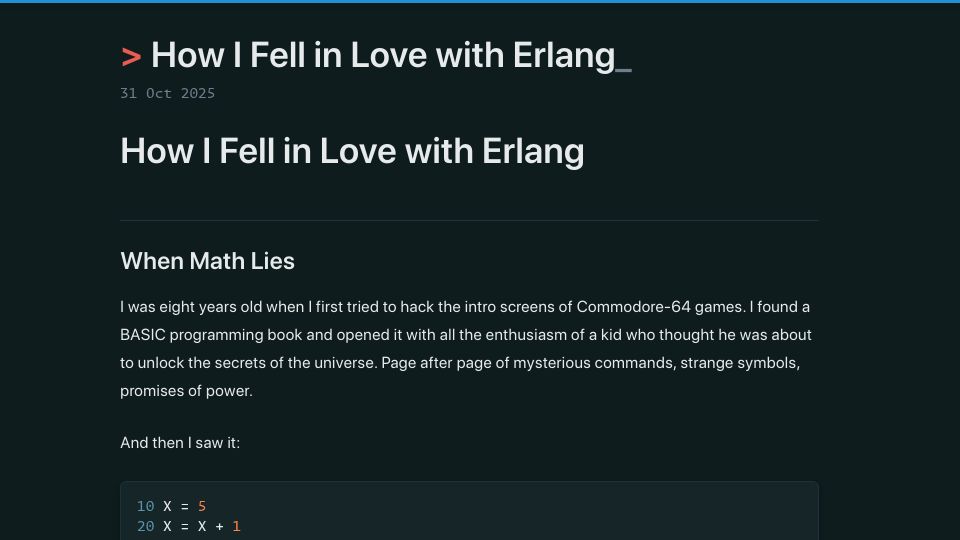 Screenshot of boragonul.com: How I fell in love with Erlang