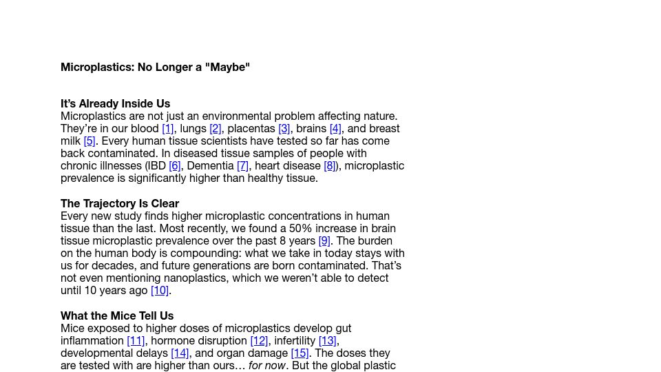 Screenshot of ibbi.io: Microplastics: No longer a "maybe"