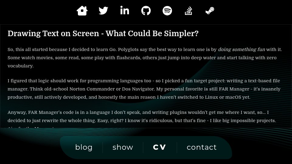 Screenshot of cv.co.hu: Drawing Text Isn't Simple: Benchmarking Console vs. Graphical Rendering