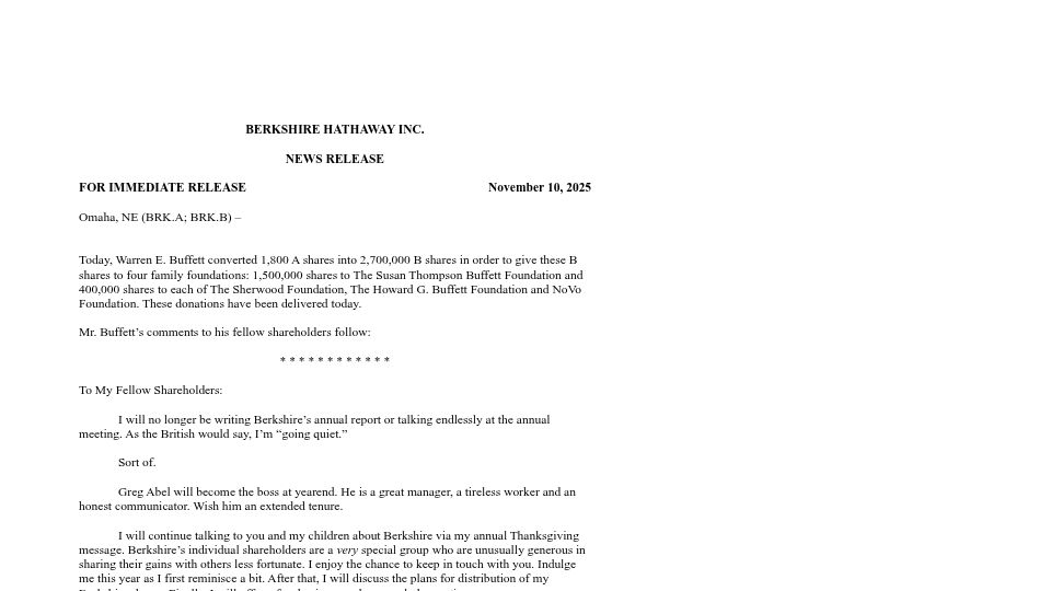 Screenshot of berkshirehathaway.com: Warren Buffett's final shareholder letter [pdf]