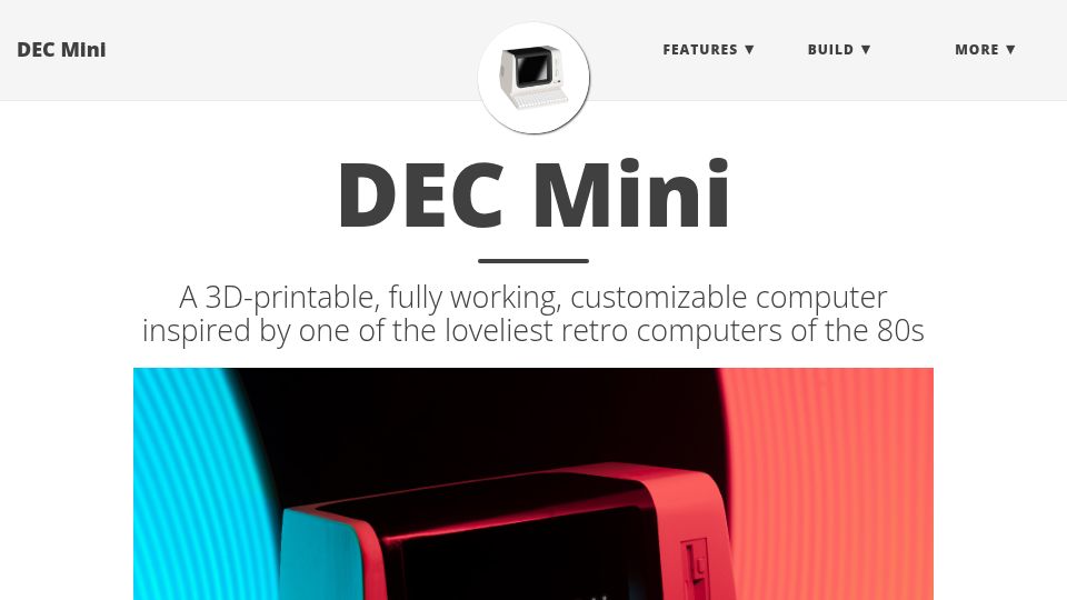 Screenshot of decmini.tin.cat: DEC Mini – computer inspired by one of the loveliest retro computers of the 80s